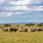 Elephant Herd Across the African Savanna