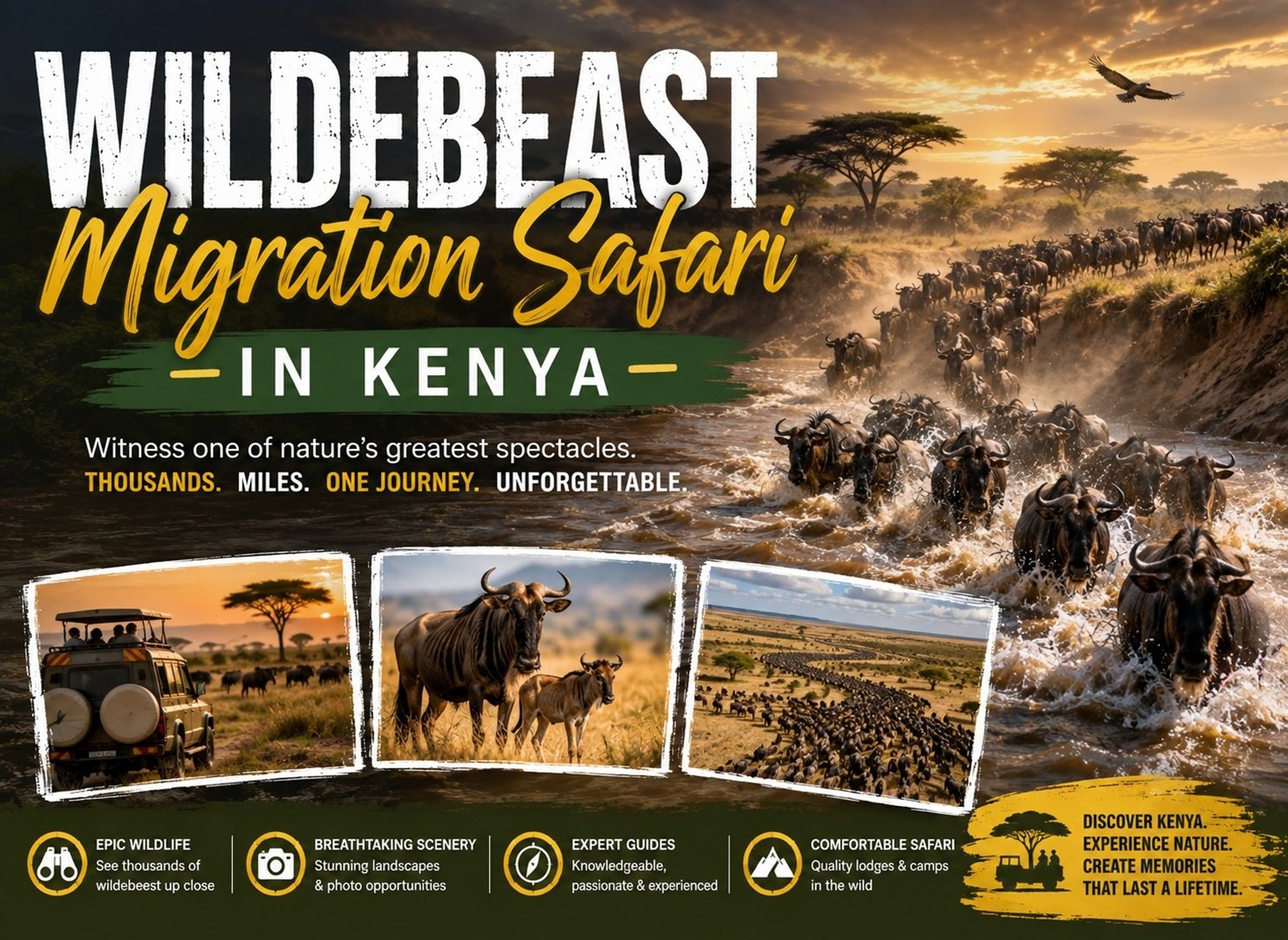 Great Wildebeast Migration Safari in Kenya banner